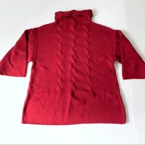 J Jill L Chunky Wool Blend Red Sweater Tunic